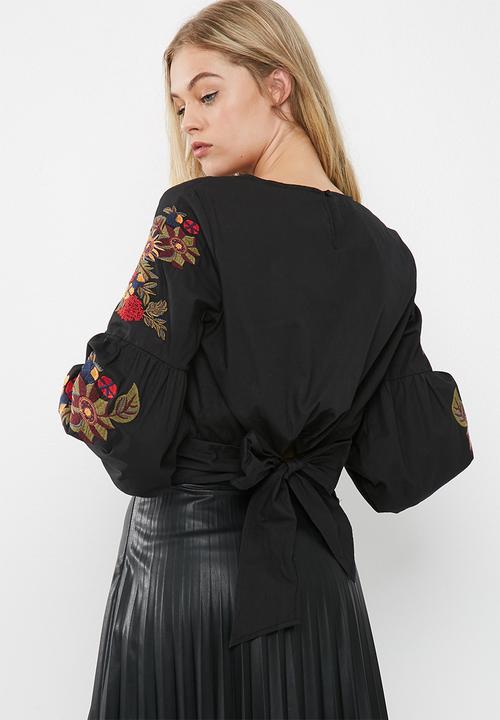 dailyfriday - Embroidered blouse with bow back
