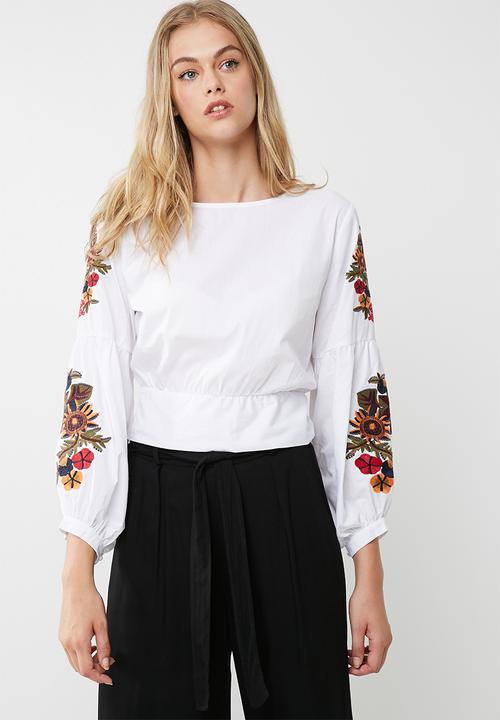 dailyfriday - Embroidered blouse with bow back