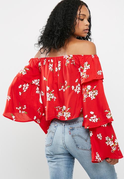 Missguided - Floral print bardot top