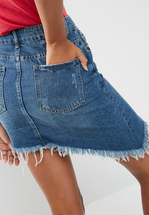 Cotton On - Asymmetric hem denim skirt