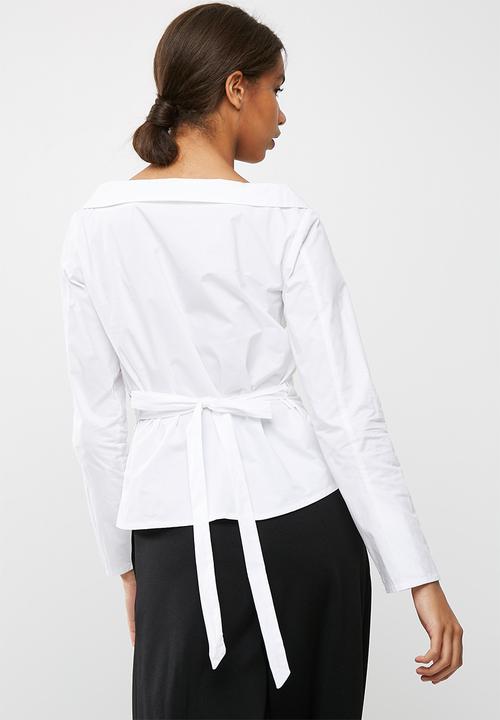 dailyfriday - Poplin wrap shirt with tie belt