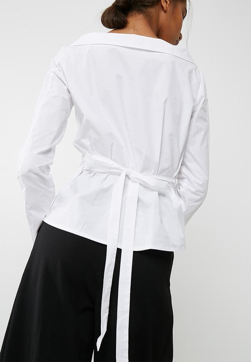 dailyfriday - Poplin wrap shirt with tie belt