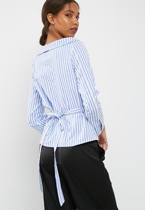 dailyfriday - Poplin wrap shirt with tie belt
