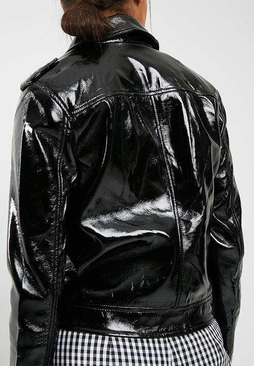 Pieces - Kim vinyl biker jacket