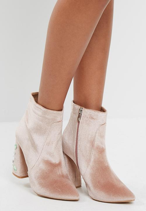 pink velvet boots