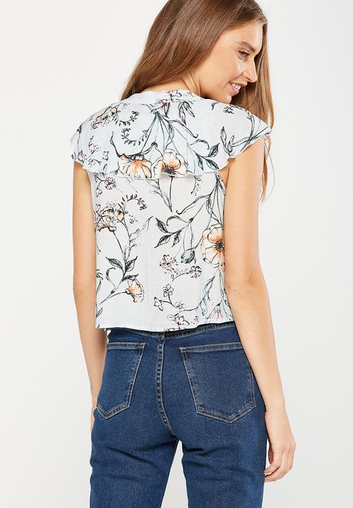Cotton On - Lana lace up ruffle top