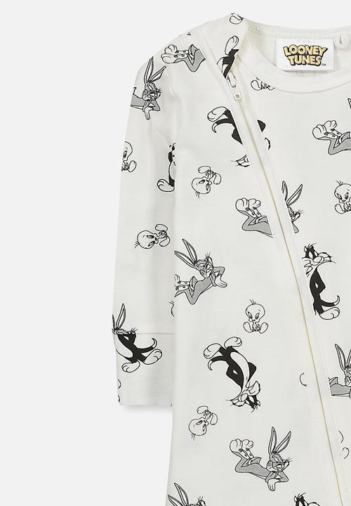 Cotton On - Baby license zip through romper - white