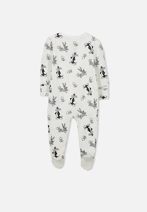 Cotton On - Baby license zip through romper - white