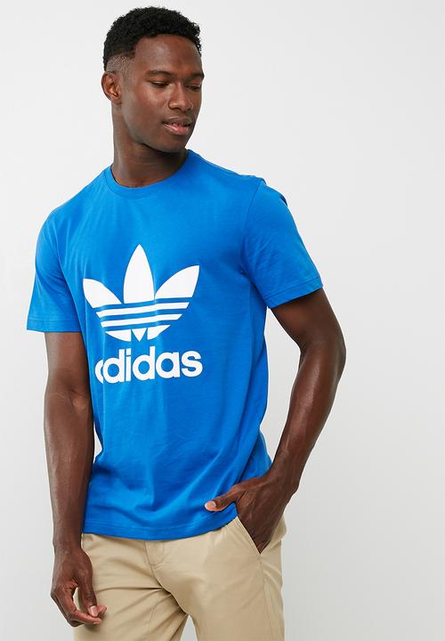 adidas blue trefoil tee