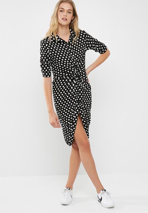 knot front shirt dress