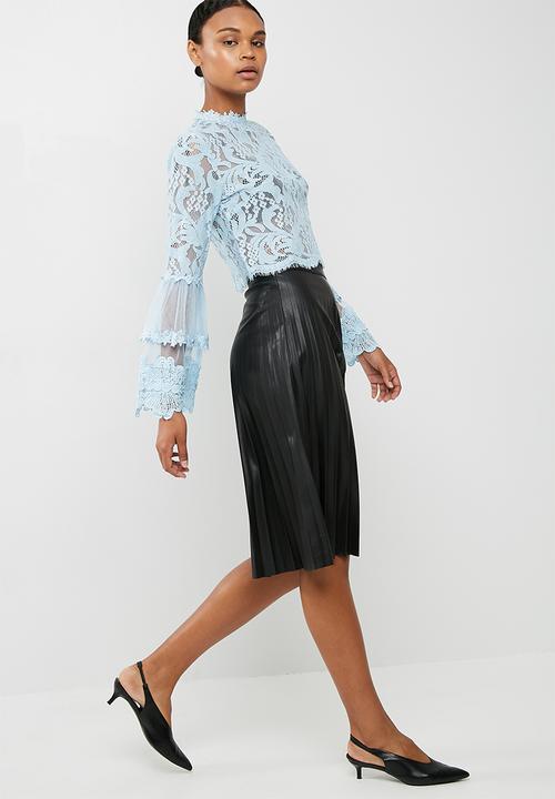 Missguided - Lace and mesh long sleeve top - blue