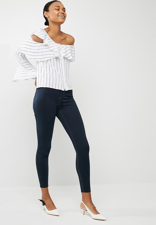 Missguided - Stripe one shoulder flute sleeve blouse