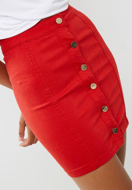 Missguided - Superstretch button through denim mini skirt