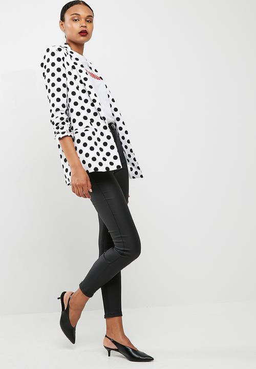 Missguided - Polka dot gathered sleeve blazer