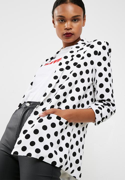 Missguided - Polka dot gathered sleeve blazer