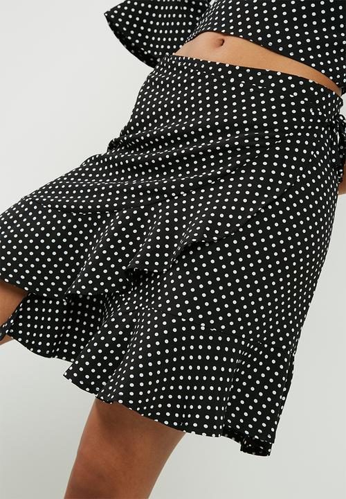 dailyfriday - Ruffle spot wrap mini skirt