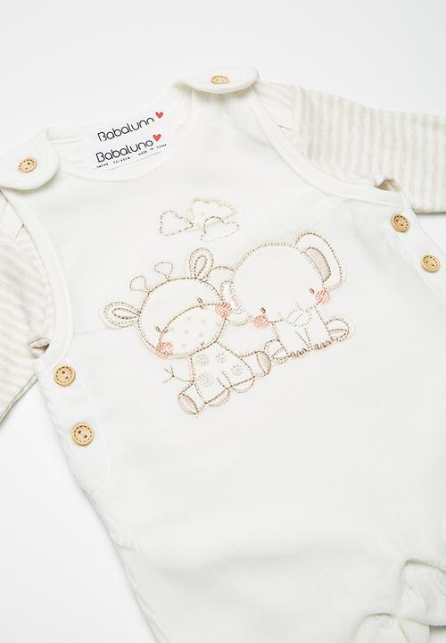 Babaluno - Velour dungaree and bodysuit set
