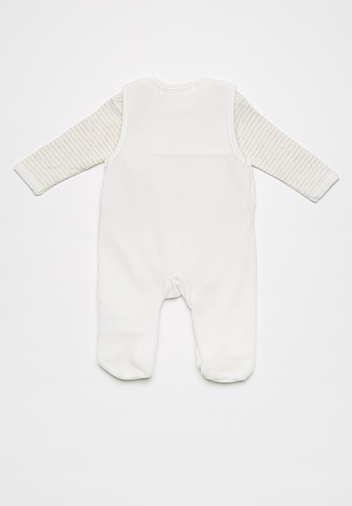 Babaluno - Velour dungaree and bodysuit set