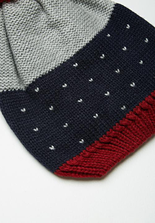 basicthread - Colourblock pom-pom beanie