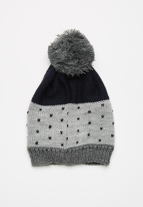 basicthread - Colourblock pom-pom beanie