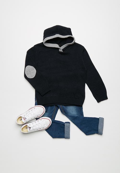 basicthread - Knitted elbow patch hoodie