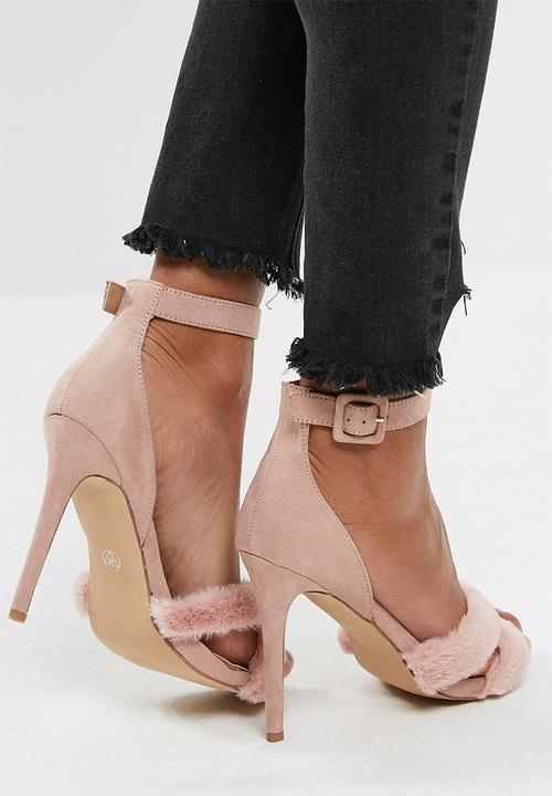 Missguided - Faux fur cross upper sandal - blush