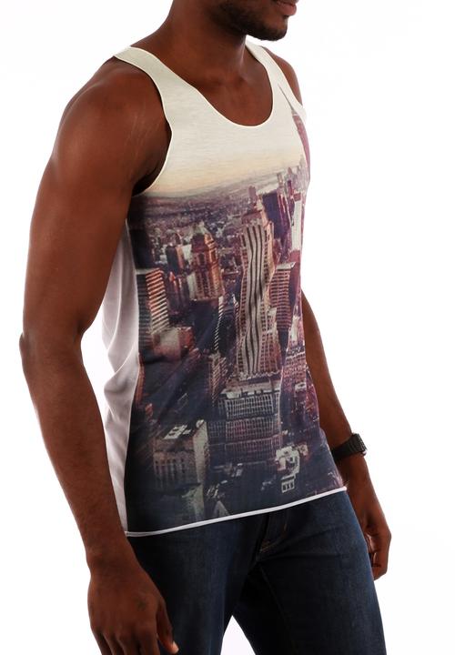 Top 100 Mandrobe Tees - New York Sky Line Vest – White Print