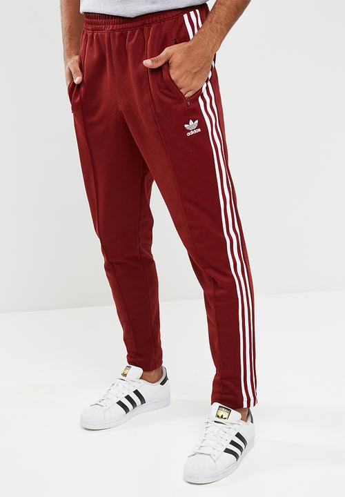 Mens Beckenbauer track bottom - rust red/white adidas Originals Sweatpants  \u0026 Shorts | Superbalist.com
