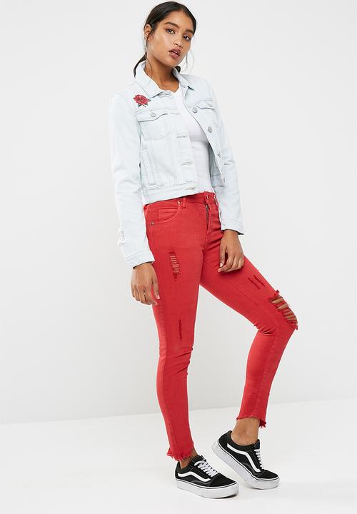 Cotton On - Girlfriend embroidered denim jacket