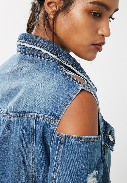 Missguided - Cut out trucker denim jacket