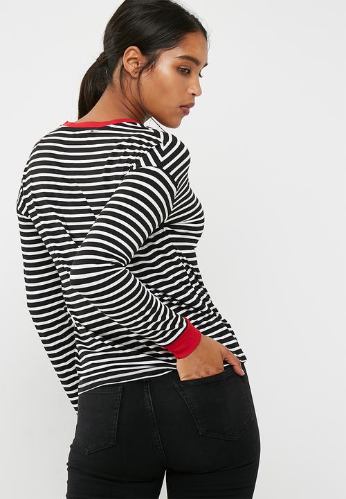 New Look - Long sleeve stripe fitted ringer top