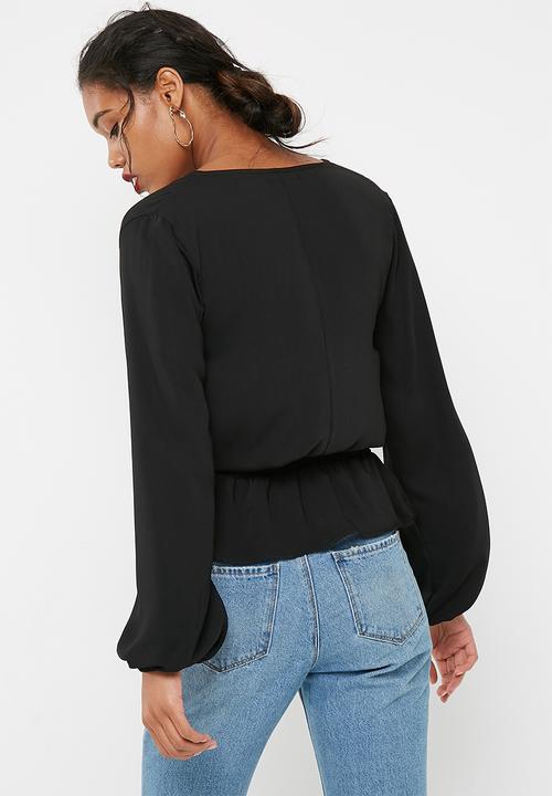 dailyfriday - Shirred waist wrap blouse