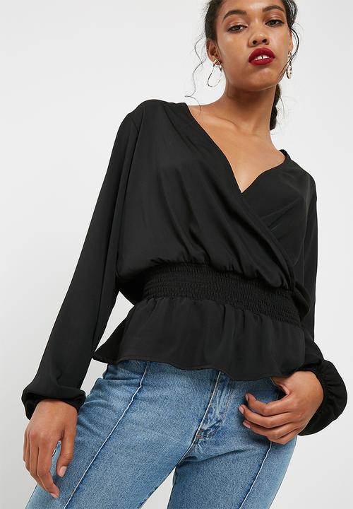 dailyfriday - Shirred waist wrap blouse