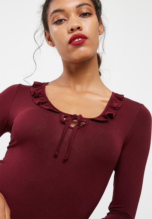 dailyfriday - Ruffle neck bodysuit