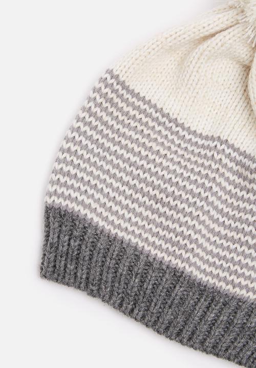 basicthread - Striped pom-pom beanie