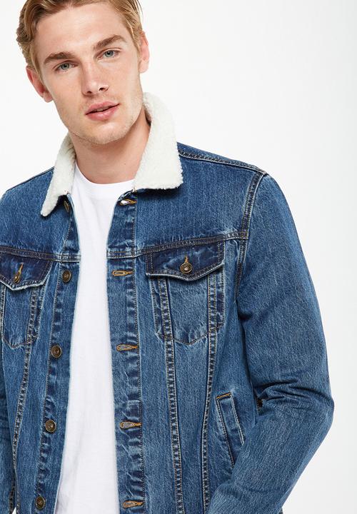 Cotton On - Sherpa Collar Denim Trucker