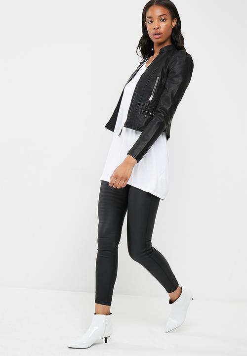 Missguided - Black Vice high waisted coated skinny