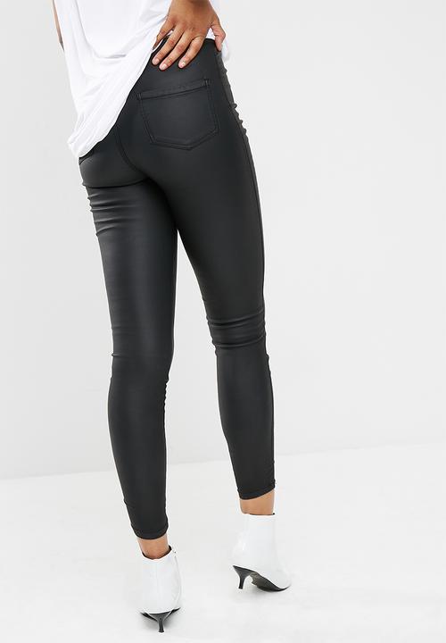 Missguided - Black Vice high waisted coated skinny