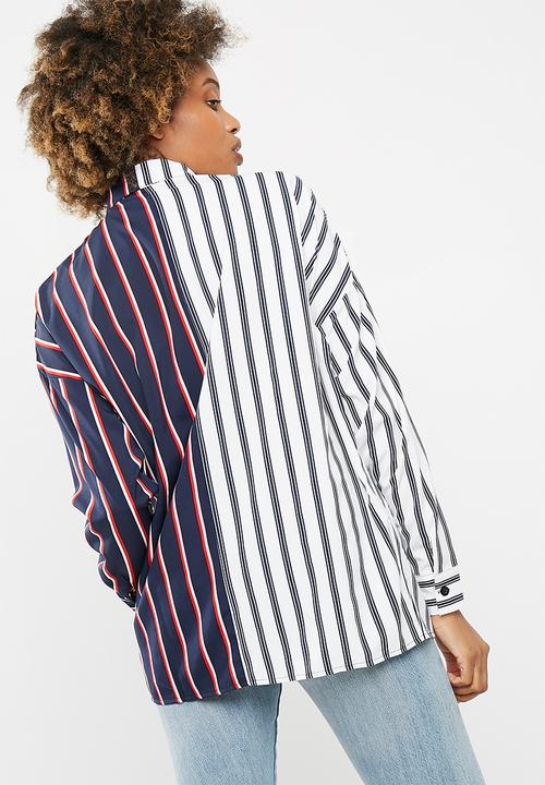 Missguided - Striped long line shirt