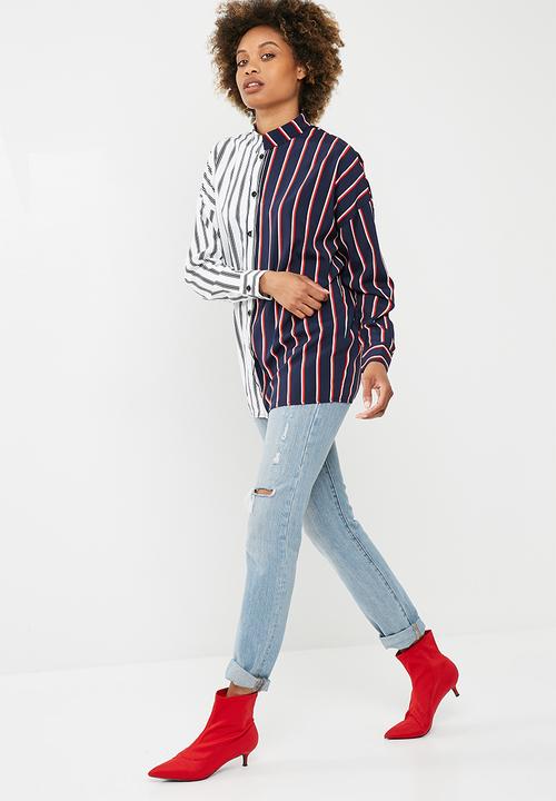 Missguided - Striped long line shirt