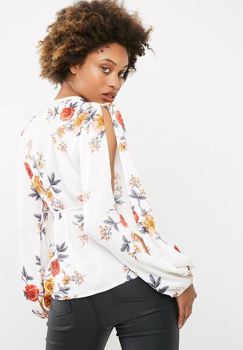 dailyfriday - Wrap blouse with cold shoulder
