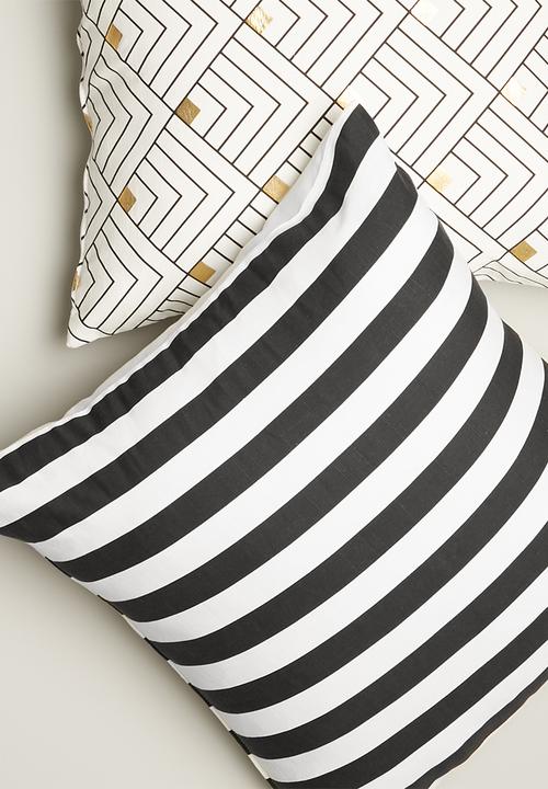 Sixth Floor - Classic stripe printed cushion cover - black & white