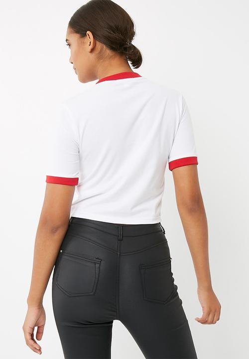 Missguided - Red trim heart chest detail 