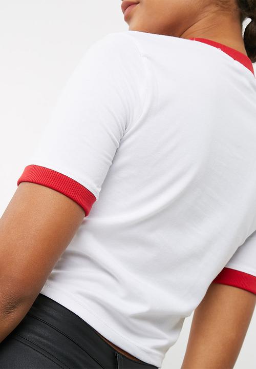Missguided - Red trim heart chest detail 
