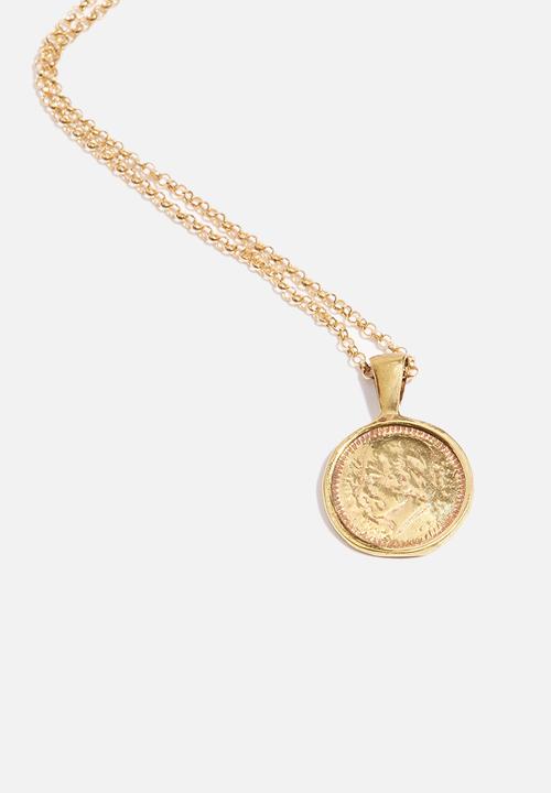 Matter of Fakt - Peso pendant small round necklace - brass