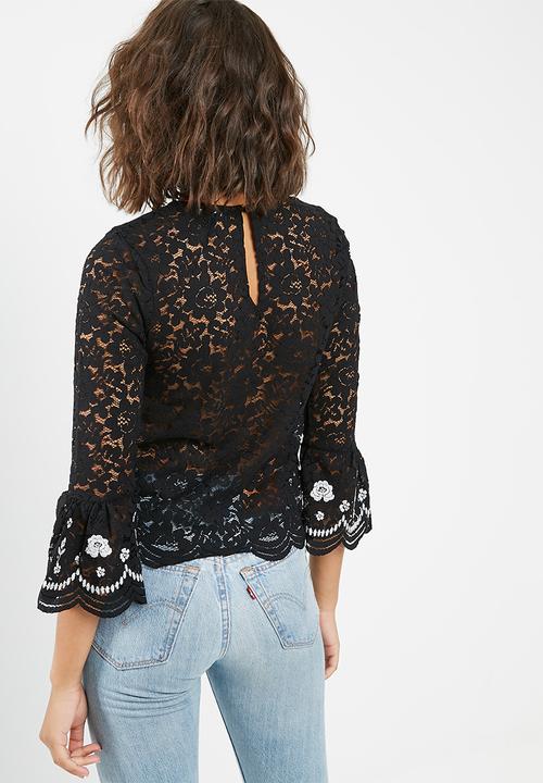 New Look - Mono embroidered lace top