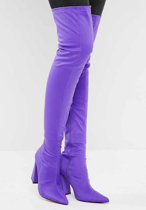 purple over the knee boots