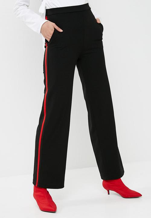 black trousers with red stripe