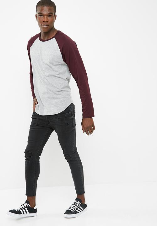 basicthread - Raglan curved hem slim tee 3 pack