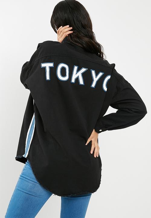 Missguided - Side stripe Tokyo over sized denim shirt